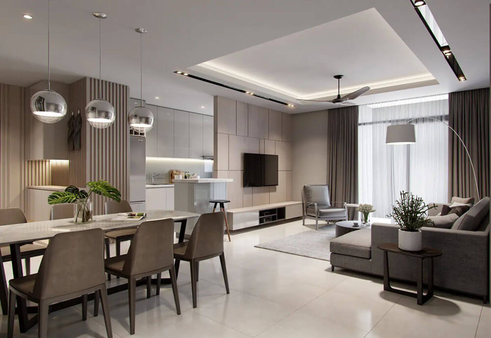 Nội thất căn hộ 3 phòng ngủ sang trọng